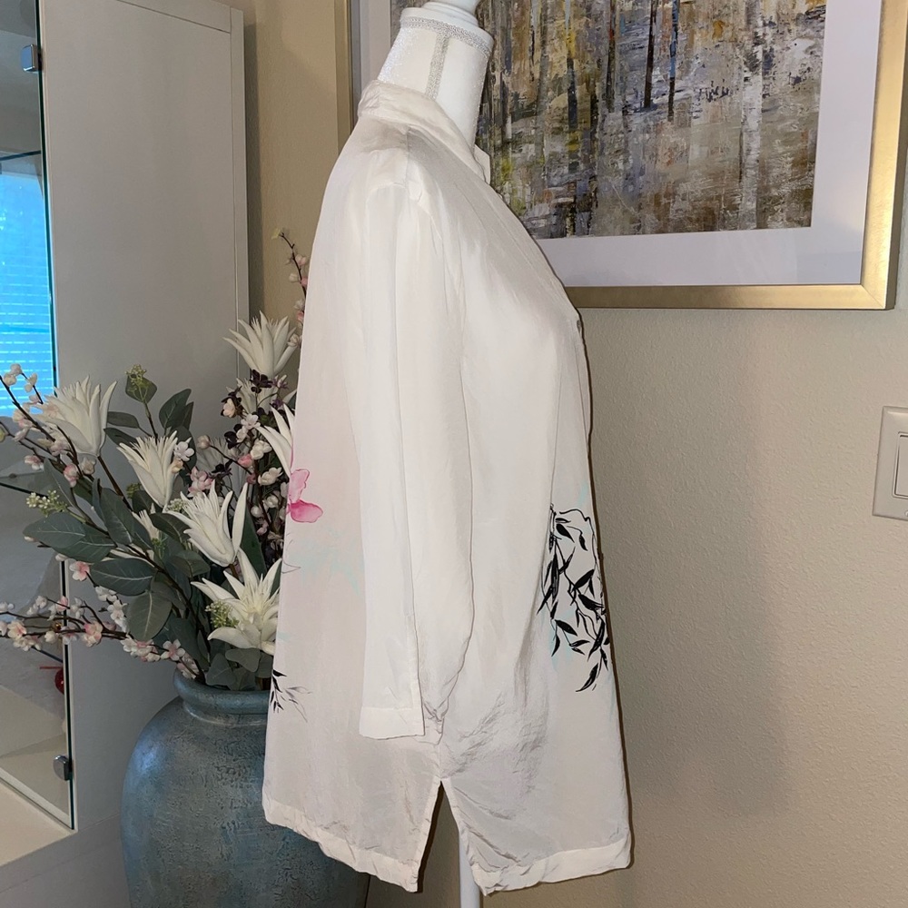What if ..? 100% silk white-cream tone button down blouse - Picture 11 of 16